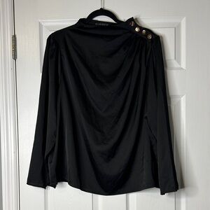 Black blouse with gold buttons